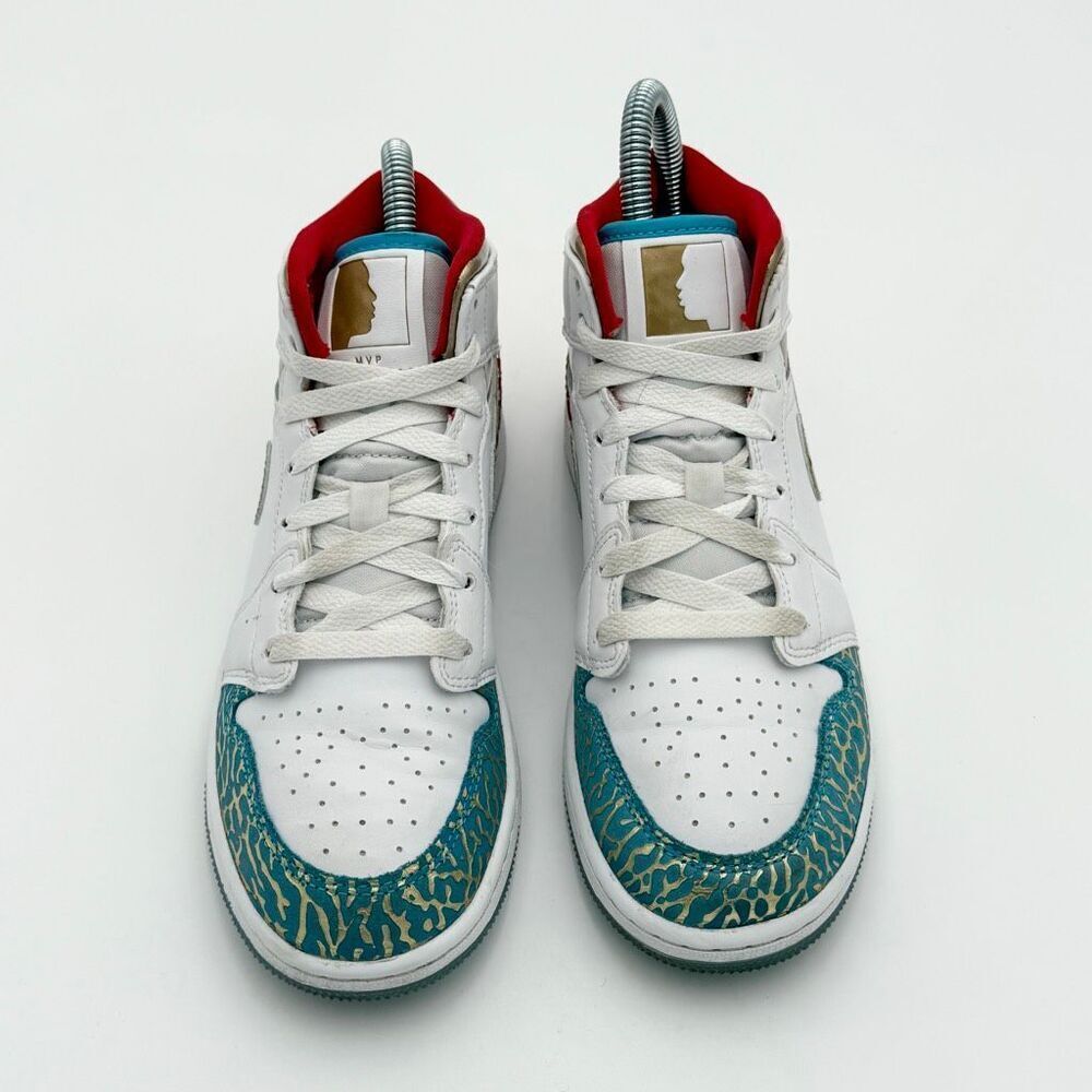 Nike Air Jordan 1 Mid “NC To CHI” 2023 Blue White Gold Red US Kids Size 4.5Y / E - Picture 4 of 14